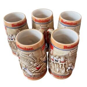 Lot of 5 Budweiser 1984 Games of XXIIIrd Olympiad LosAngeles Steins Ceramarte